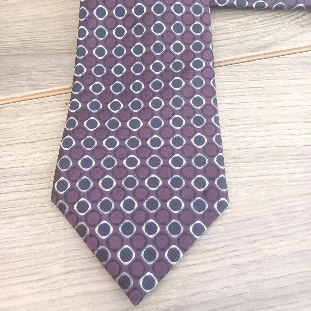Concepts By Claiborne 100% Silk Necktie Purple Circles Office Executive 58" x 4"